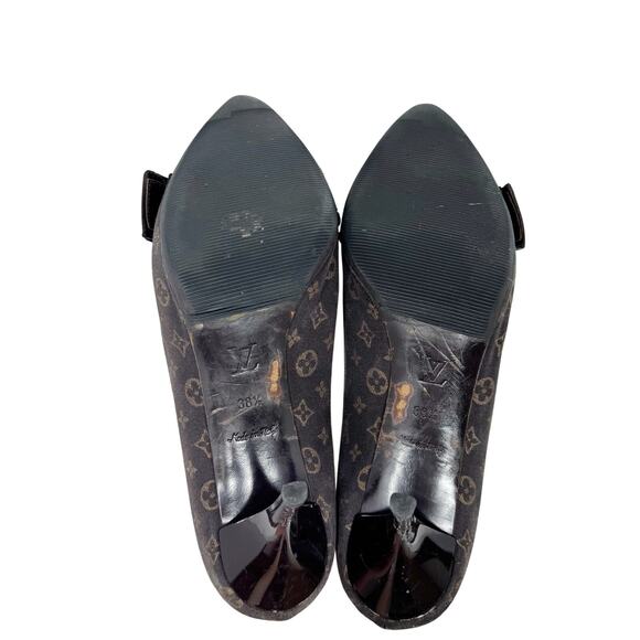 Louis Vuitton Monogram Buckle Pumps Brown Canvas Logo Stiletto Heels 38.5 EU - Picture 11 of 13